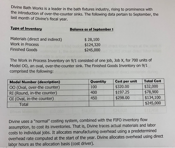  O Please answer steps by steps Divine Bath Works is a