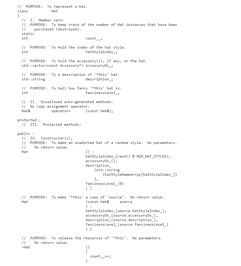 premises. The hat maker thread makes exactly NUM_HATS_TO_MAKE Hat instances. They place