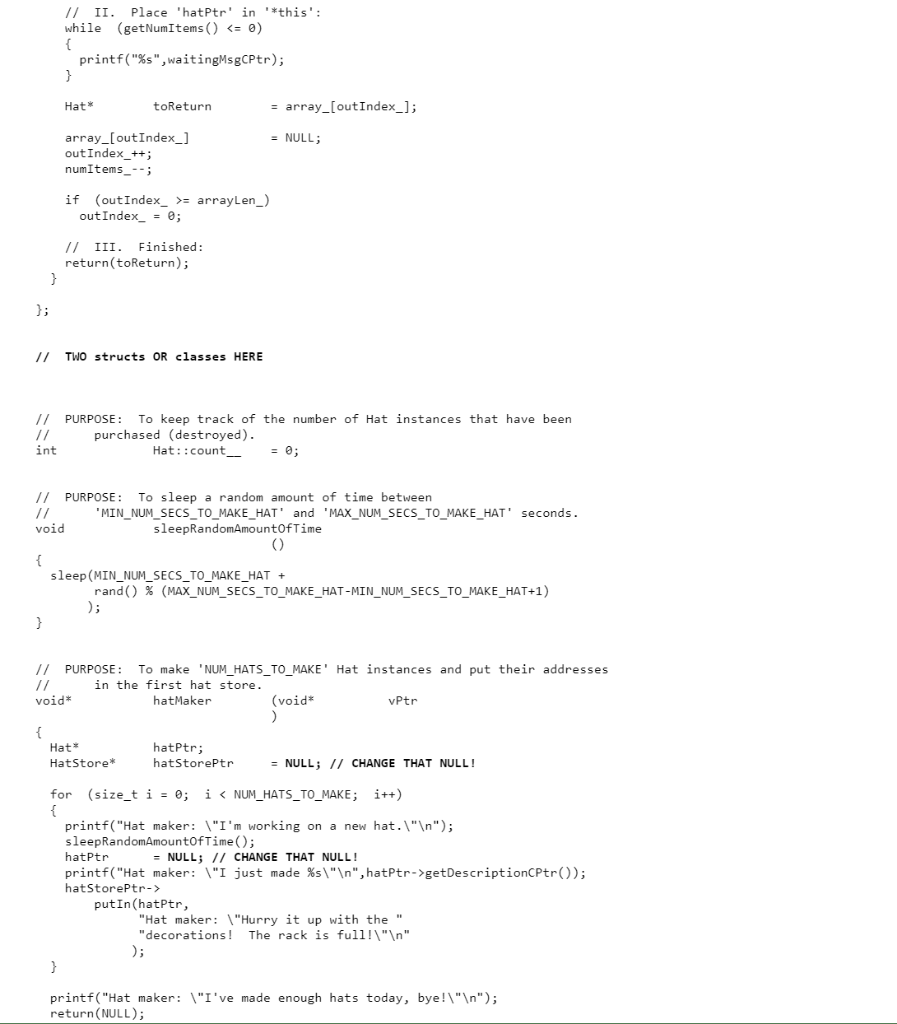 for the shopper threads. The two shopper threads buy the Hat instances.