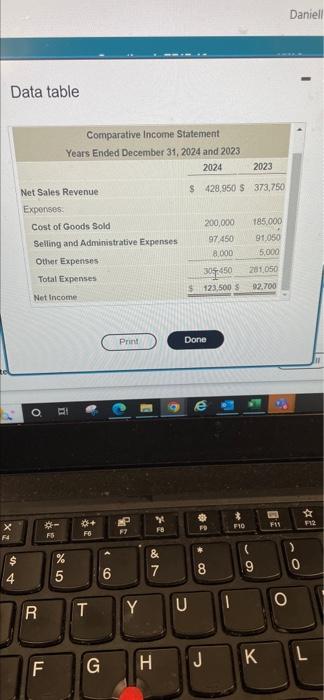 a comparative common-size income statement for Hoosor Desigis, inc. using tin 2024
