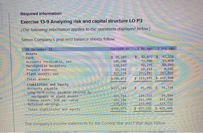 Yr Ago 2 Yrs Ago At December 31 Assets Cash Accounts receivable,