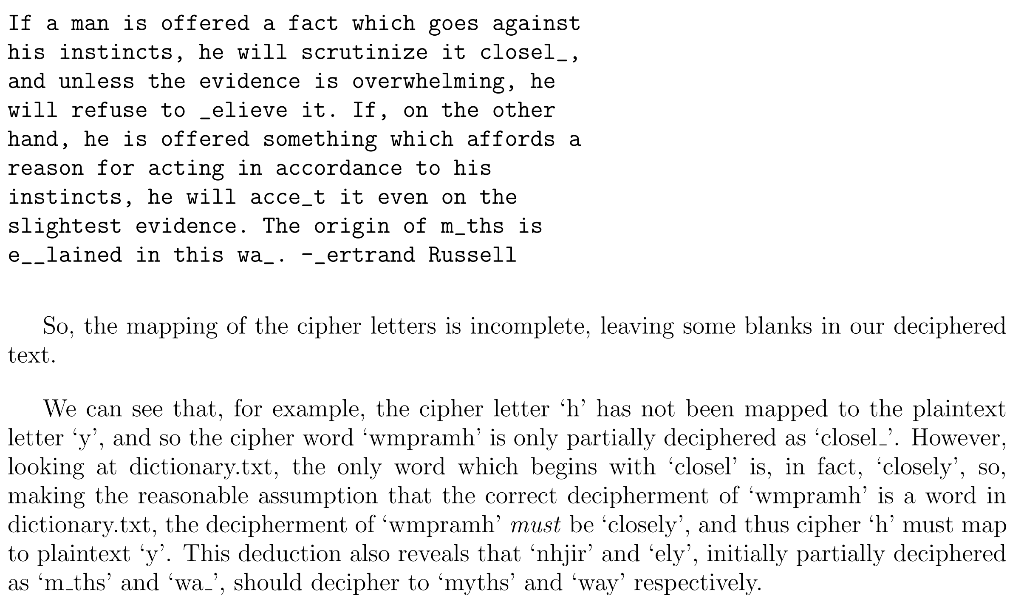 hacking the simple substitution cipher. However, this method cannot always decipher every