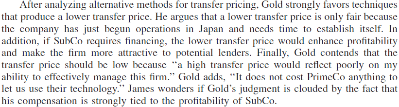 transfer pricing methods. How does income tax law affect PrimeCos transfer pricing