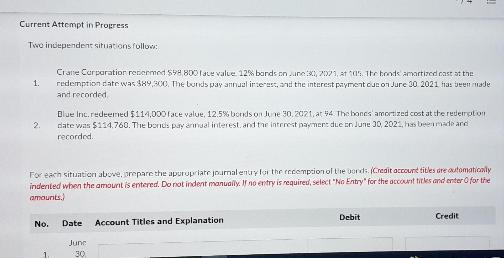 - 4 i Current Attempt in Progress Two independent situations follow: