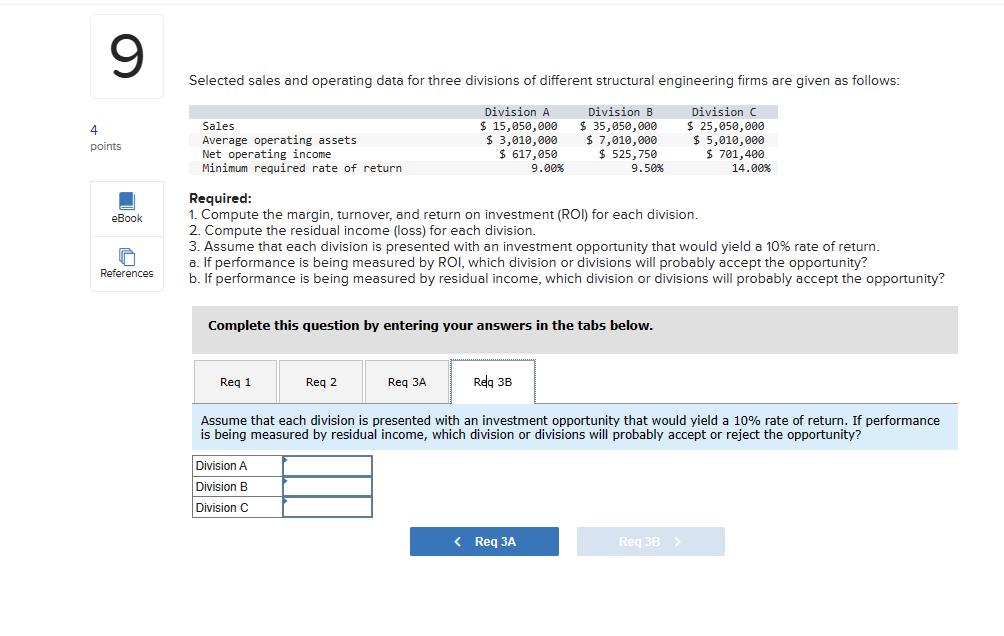 income (loss) for each division. 3. Assume that each division is presented