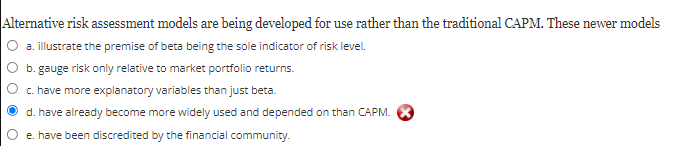  which one is the right answer? Alternative risk assessment models are