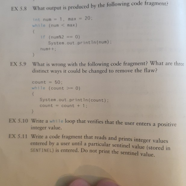  5.10 Java EX 5.8 What output is produced by the following
