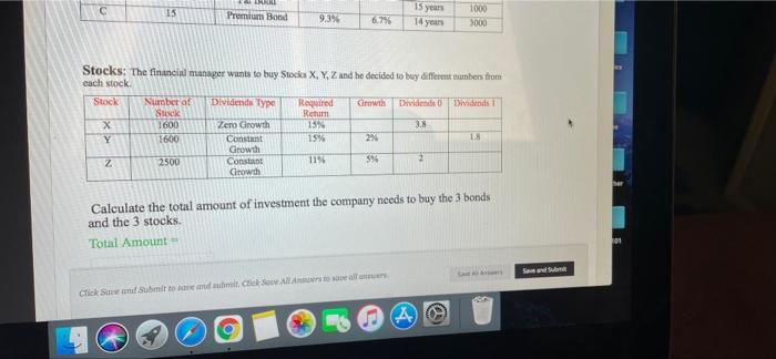 Company OMEGA wants to invest in Bonds and Stocks. The financial manager