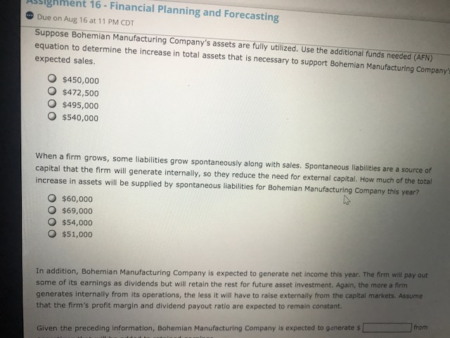 11 PM CDT Bohemian Manufacturing Company Balance Sheet For the Year Ended