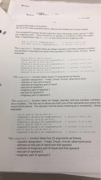  This homework assignment requires you to write functions to implement mathematical