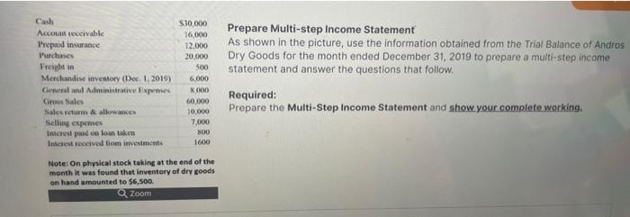 prepare the multi step income statement Prepare Multi-step Income Statement As shown