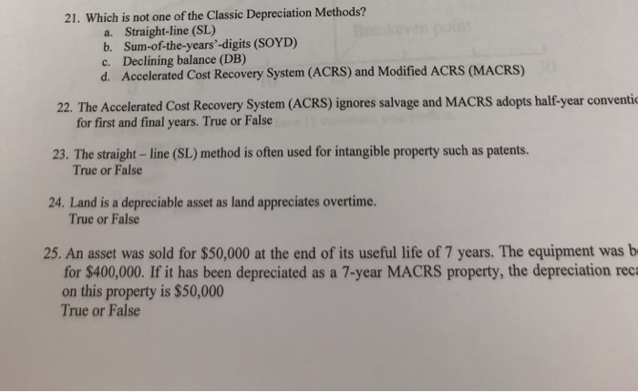  the straight line method is often used 21. Which is not