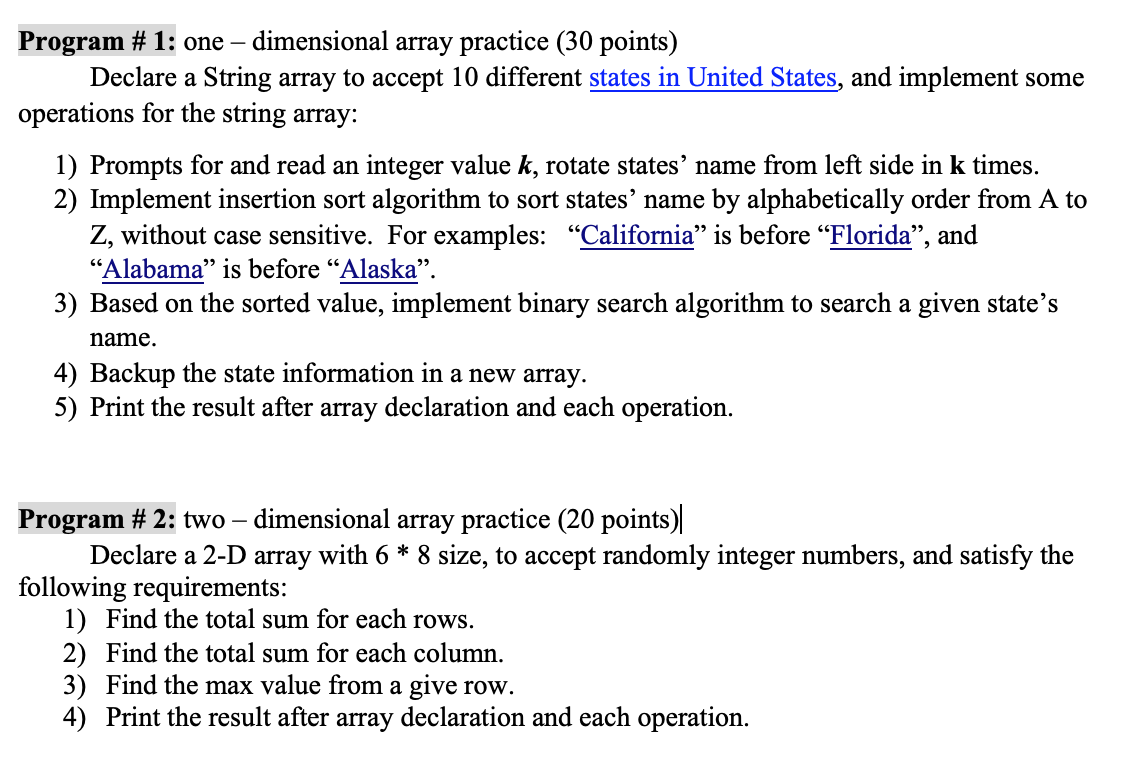 Can anyone help me solve these 2 programs? Please (JAVA) Program #1:
