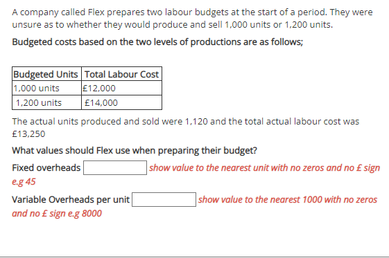 A company called Flex prepares two labour budgets at the start
