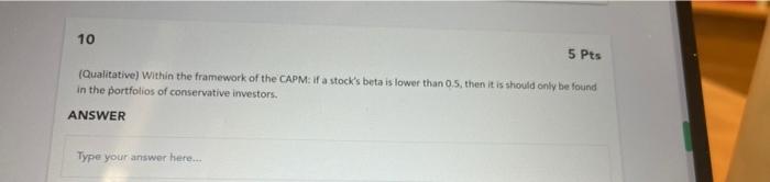  true or false with explaination please 10 5 Pts (Qualitative) Within