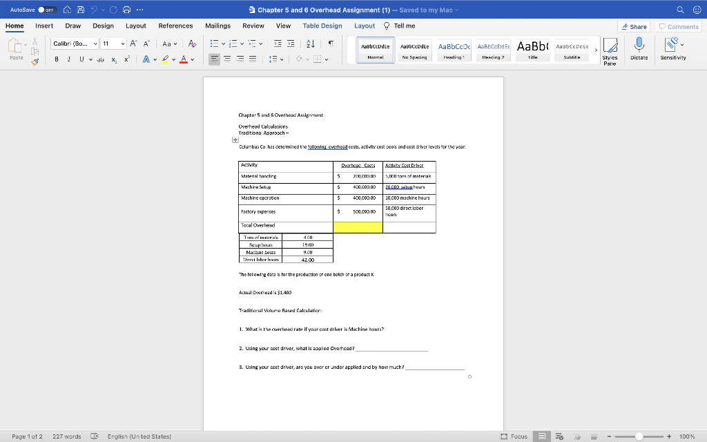  AutoSave AFP AAGO... Chapter 5 and 6 Overhead Assignment (1) -