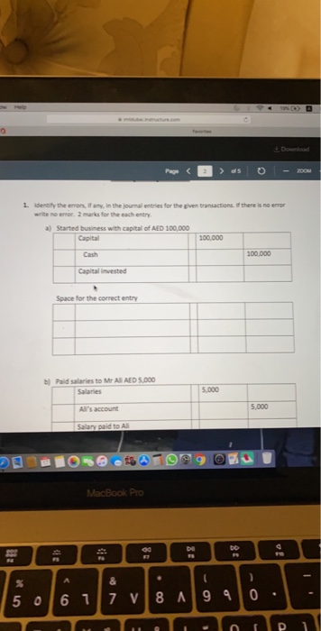  Download 1. Identify the errors, if any, in the journal entries