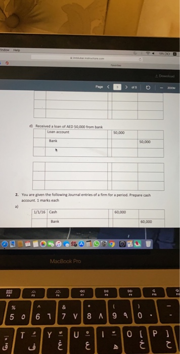 marks for the each entry a) Started business with capital of AID