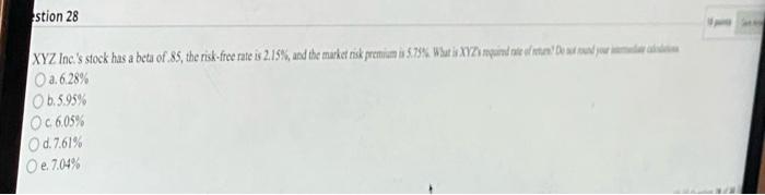  a. 6.28% b. 5.95% c. 6.05% d. 7.61% e. 7.04%