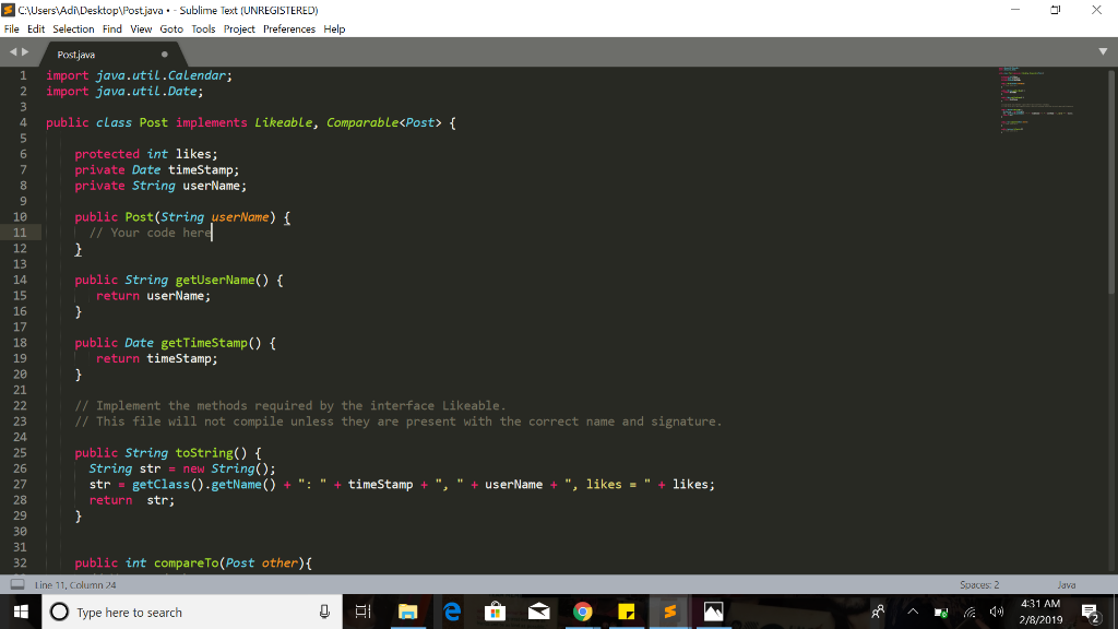 automatically assigned when an object is created. Use java.util.Calendar.getInstance).getTime(0 to obtain a