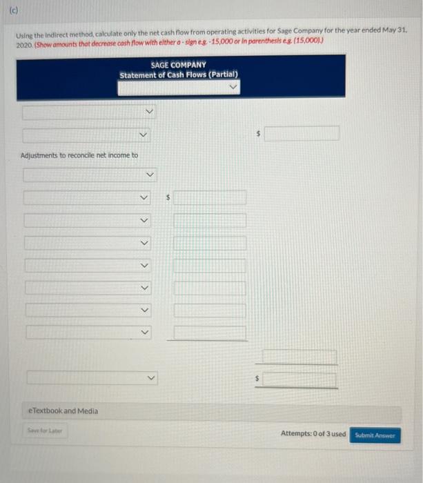 31.2020 , are as follows. The company is preparing its statement of