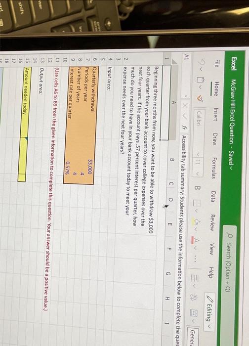 please give answer & formula in Excel, thank you :) Beginning three