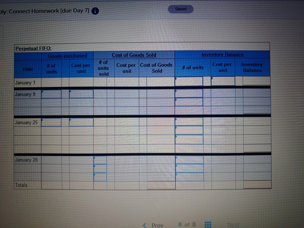 & Exit Checle A company reports the following beginning inventory and two