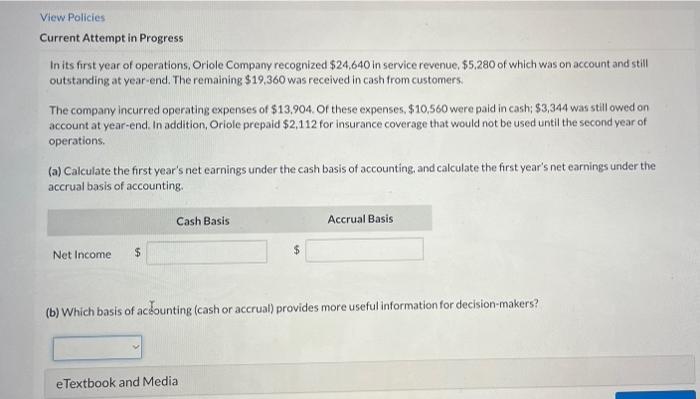  View Policies Current Attempt in Progress In its first year of