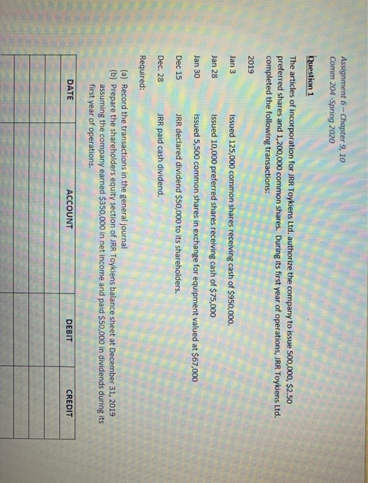  Assignment 6 - Chapter 9, 10 Comm 204-Spring 2020 Question 1