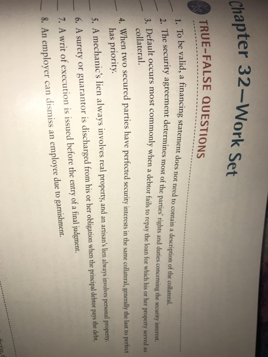  chapter 32-Work Set TRUE-FALSE QUESTIONS 1. To be valid, af be