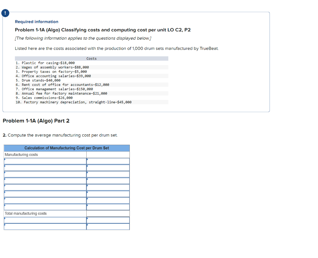 unit LO C2, P2 [The following information applies to the questions displayed