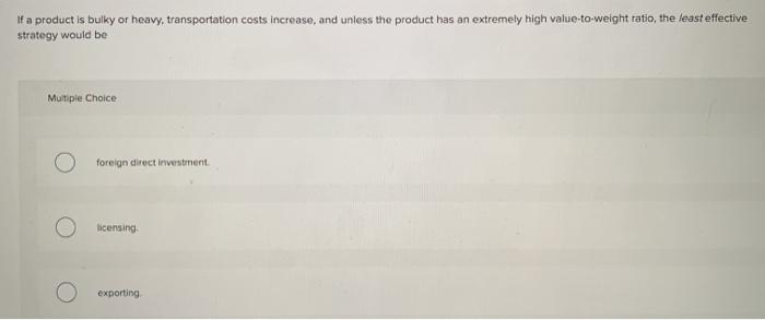 it wants to sell its products in a foreign market-exporting, licensing, and