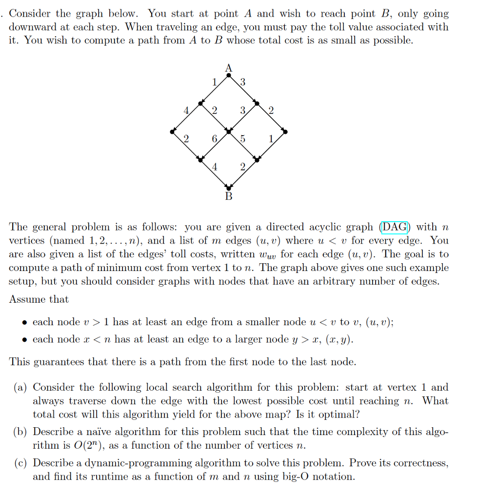Consider the graph below. You start at point A and wish