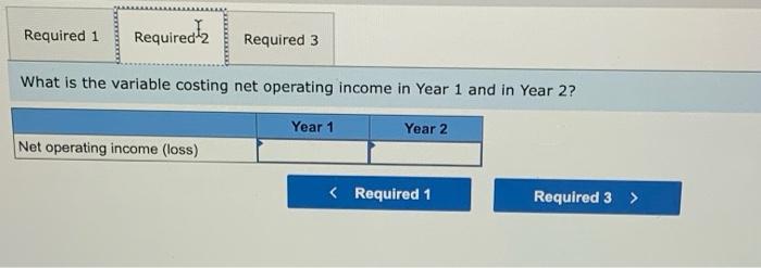 It reported absorption costing net operating income as follows: Year 1 Sales