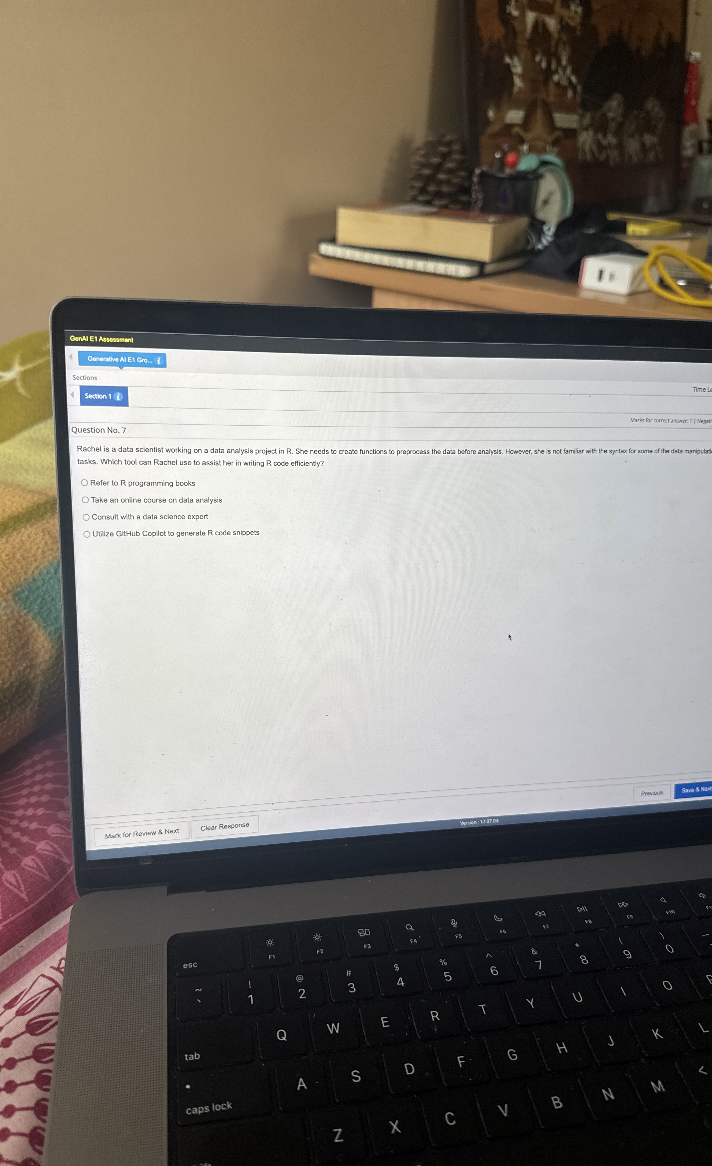  GenAl E1 Assessment Generative Al E1 Gro... Sections Question No.7 Rachel