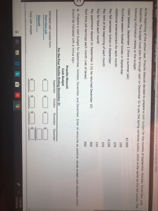  assignment-take&inprogress false At the beginning of the school year, Priscilla Wescott