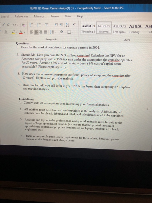 please, i need help as soon as possible. BUAD 323 Ocean Carriers