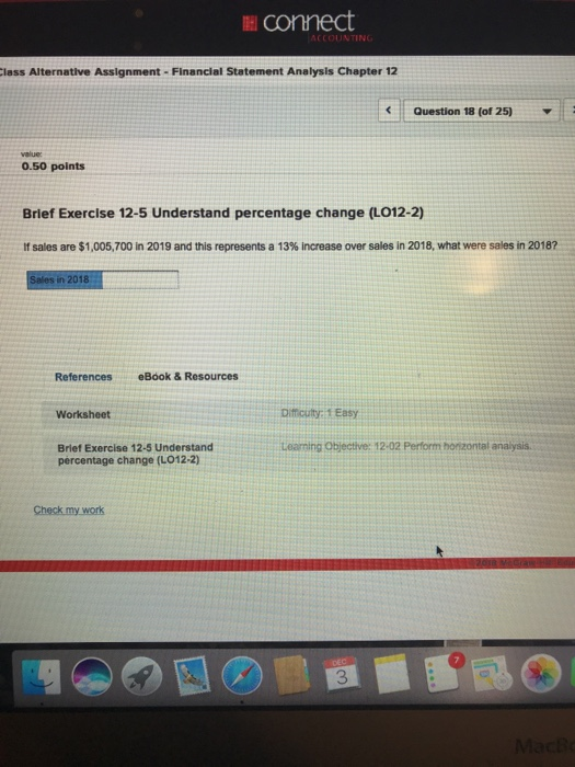  E connect INTIN lass Alternative Assignment-Financial Statement Analysis Chapter 12 Question