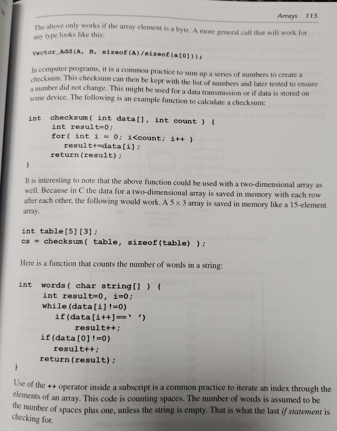 number of words in a string: void words (char string[]) \{ int