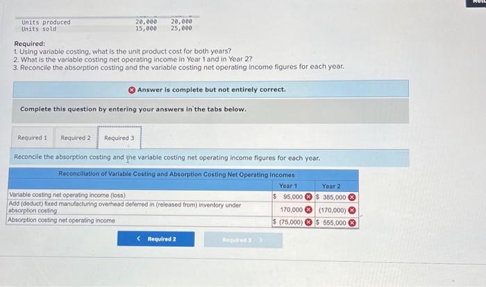 this question is nkt correct Required: 1. Using variable costing, what is