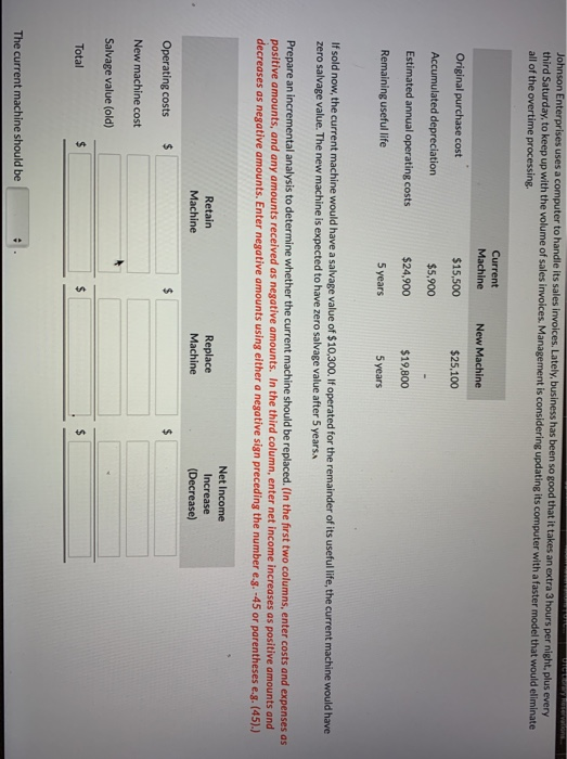  OTCT yservans Johnson Enterprises uses a computer to handle its sales