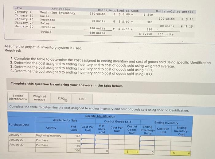 please complete all tables please complete the tables ssume the perpetual inventory