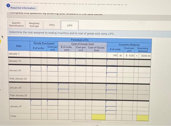 2. Determine the cost assigned to ending inventory and to cost of