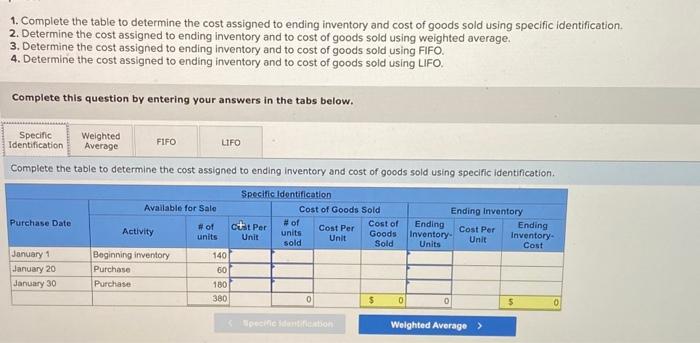 inventory and to cost of goods sold using FIFO. 4. Determine the