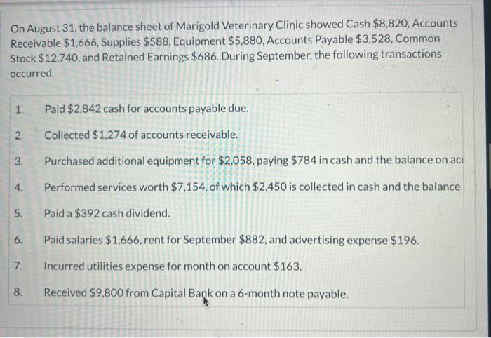 retained earnings statement for September. (List items that increase retained On August