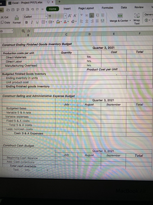 construct the budget from scratch. Your job is to take the information