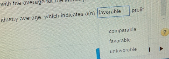 than, less than or the same as) the industry average, which indicates