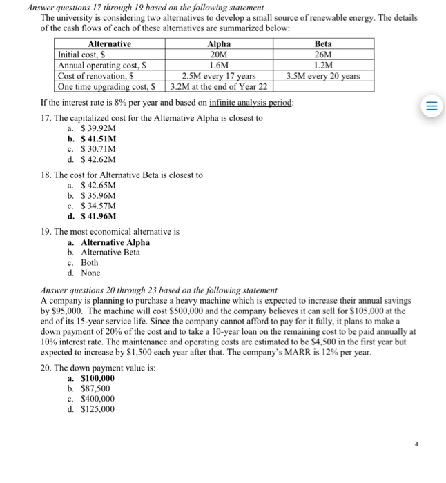  Answer questions 17 through 19 based on the following statement The