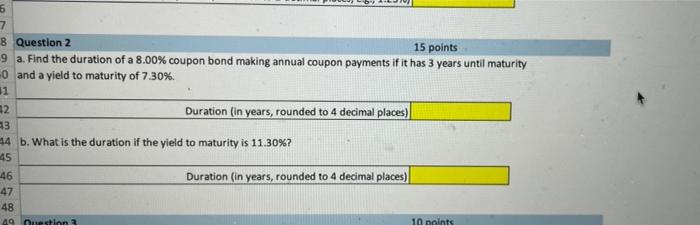  6 7 8 Question 2 15 points 9 a. Find the