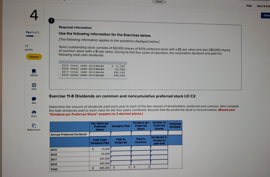  Saved Help Save & Exit Ched Part 1 of 2 Required